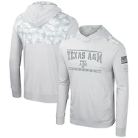 T-shirt à capuche manches longues pour hommes Colosseum Grey Texas A&M Aggies OHT Military Appréciation