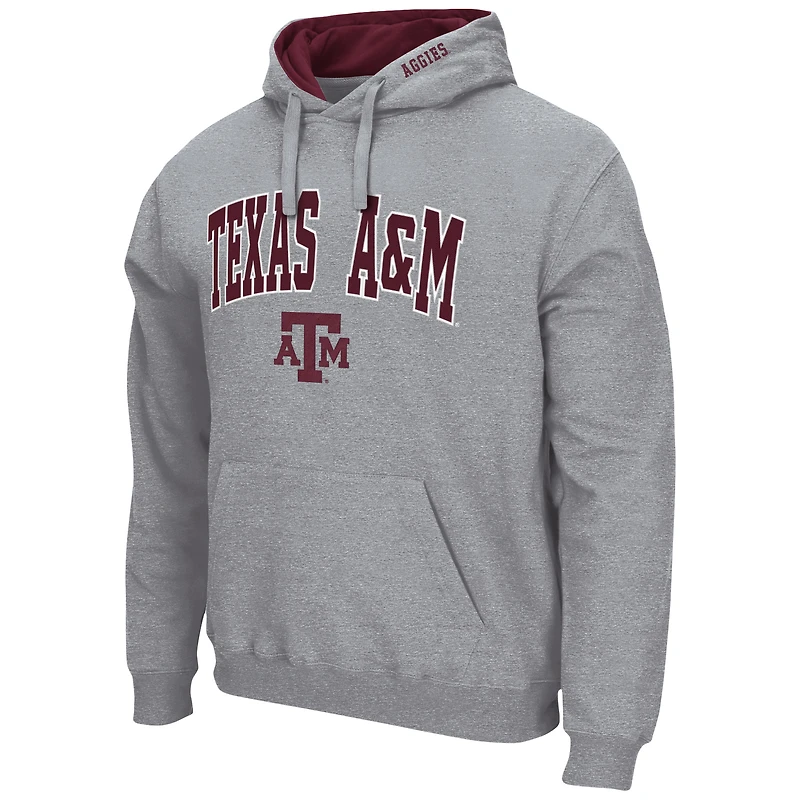 Men's Colosseum Heather Gray Texas A&M Aggies Arch & Logo 3.0 Pullover Hoodie