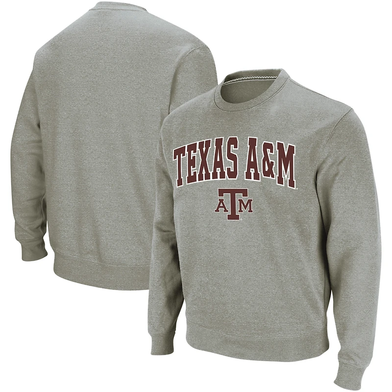 Colosseum gris chiné Texas A&M Aggies Arch & Logo Crew Neck Sweat-shirt pour homme