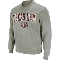 Sweat-shirt à col rond Colosseum gris chiné pour homme, avec logo et arche des Texas A&M Aggies