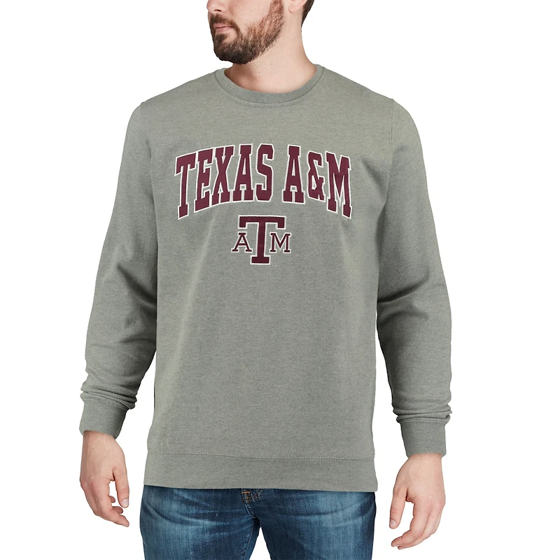 Colosseum gris chiné Texas A&M Aggies Arch & Logo Crew Neck Sweat-shirt pour homme