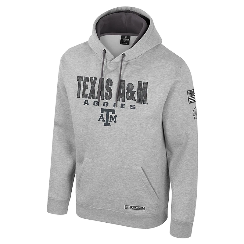 Sweat à capuche imprimé militaire Oorah OHT Texas A&M Aggies Heather Grey pour homme Colosseum