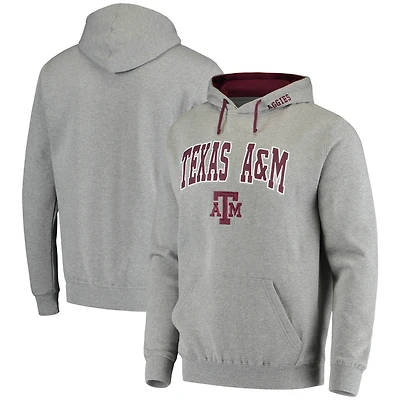 Men's Colosseum Heathered Gray Texas A&M Aggies Arch & Logo 2.0 Pullover Hoodie