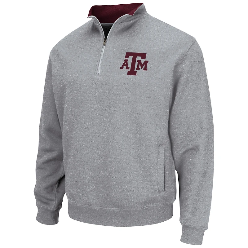 Men's Colosseum Heathered Gray Texas A&M Aggies Tortugas Team Logo Quarter-Zip Jacket