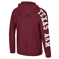 Men's Colosseum Maroon Texas A&M Aggies Back Business Long Sleeve Raglan Hooded T-Shirt