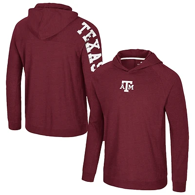 Men's Colosseum Maroon Texas A&M Aggies Back Business Long Sleeve Raglan Hooded T-Shirt