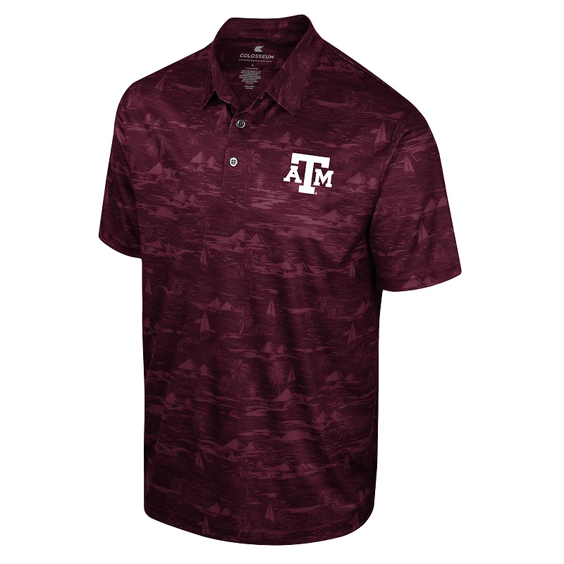 Men's Colosseum Maroon Texas A&M Aggies Daly Print Polo