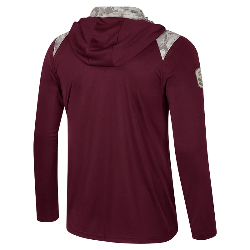 Veste à capuche glissière quart de tour pour homme Colosseum Maroon Texas A&M Aggies OHT Military Appreciation