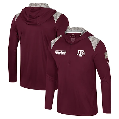 Veste à capuche glissière quart de tour pour homme Colosseum Maroon Texas A&M Aggies OHT Military Appreciation