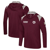 Veste à capuche glissière quart de tour pour homme Colosseum Maroon Texas A&M Aggies OHT Military Appreciation