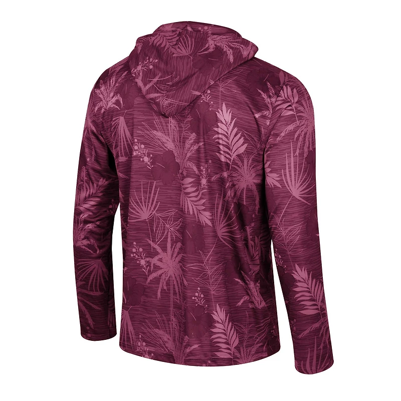 Haut à capuche léger imprimé Colosseum Maroon Texas A&M Aggies Palms avec fermeture éclair sur un quart pour homme