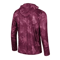 Haut à capuche léger imprimé Colosseum Maroon Texas A&M Aggies Palms avec fermeture éclair sur un quart pour homme