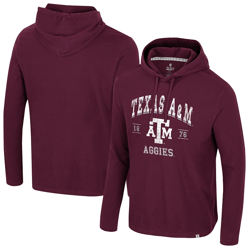 Sweat à capuche délavé marron Colosseum pour homme Texas A&M Aggies Simoleans