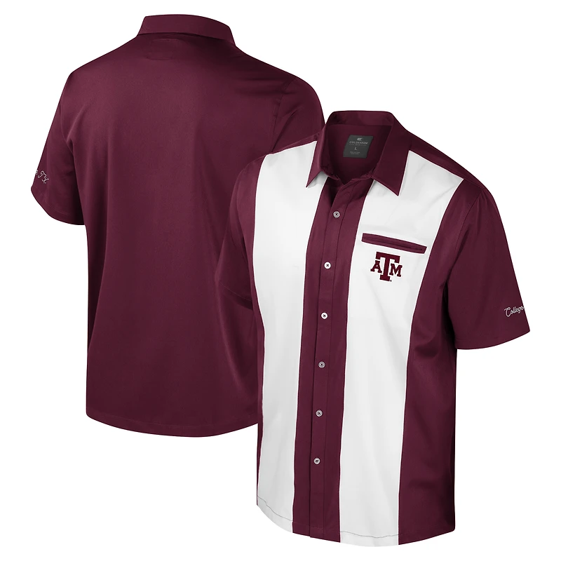 Chemise boutonnée de bowling Texas A&M Aggies Strike pour homme, couleur marron Colosseum