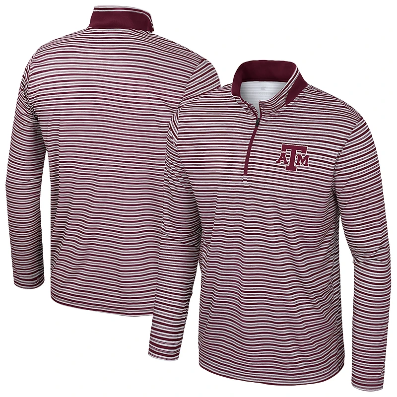 Haut rayé à glissière quart de tour pour homme Colosseum Maroon Texas A&M Aggies