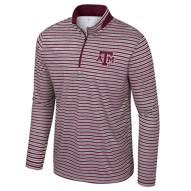 Haut rayé à glissière quart de tour pour homme Colosseum Maroon Texas A&M Aggies