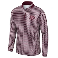 Men's Colosseum Maroon Texas A&M Aggies Striped Quarter-Zip Top