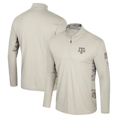 Veste zippée à quart de tour pour homme Colosseum Natural Texas A&M Aggies OHT Military Appreciation
