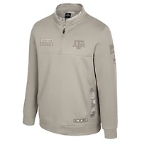 Pull à col rond zippé Colosseum Oatmeal Texas A&M Aggies Operation Hat Trick Battalion pour homme