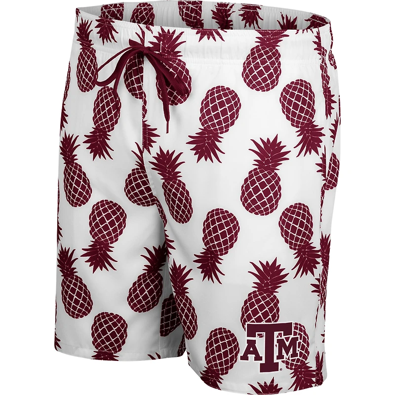 Men's Colosseum White/Maroon Texas A&M Aggies Pineapple Swim Shorts
