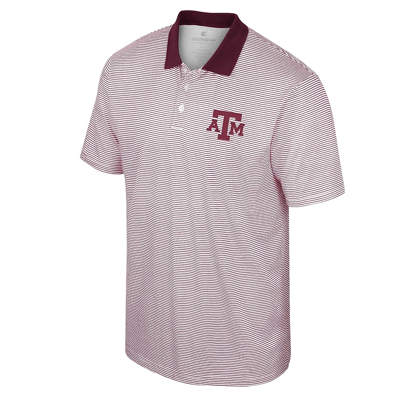 Polo à rayures Colosseum pour homme, blanc/marron Texas A&M Aggies