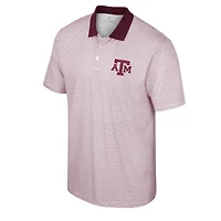 Polo à rayures Colosseum pour homme, blanc/marron Texas A&M Aggies