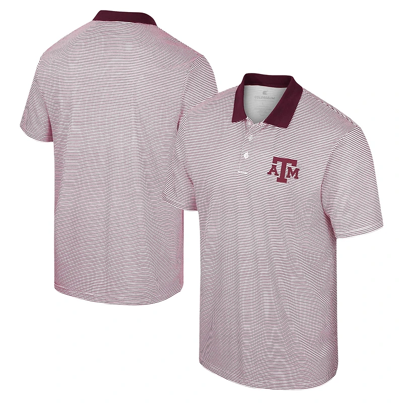Men's Colosseum White/Maroon Texas A&M Aggies Print Stripe Polo