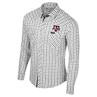 Men's Colosseum x Wrangler White Texas A&M Aggies Plaid Window Pane Long Sleeve Full-Snap Shirt