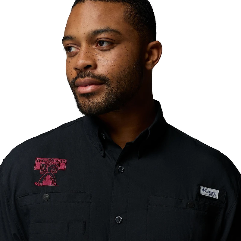 Chemise boutonnée Columbia noire Texas A&M Aggies Tamiami Omni-Shade pour homme
