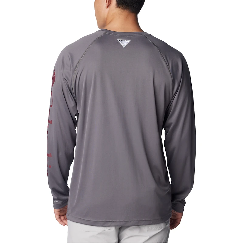 T-shirt à manches longues Columbia Charcoal Texas A&M Aggies Terminal Tackle Omni-Shade Raglan pour homme