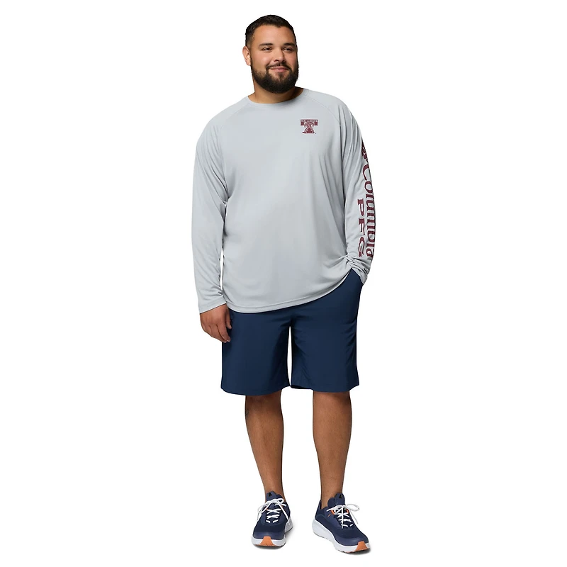 Men's Columbia Gray Texas A&M Aggies Big & Tall Terminal Tackle Long Sleeve Omni-Shade T-Shirt