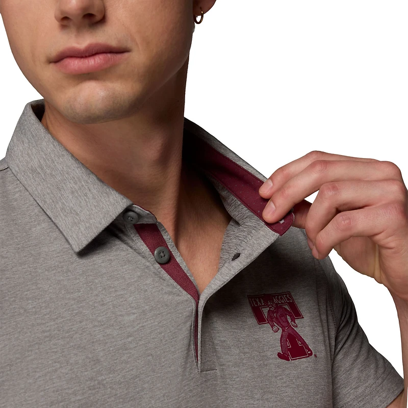 Polo Tech Trail gris Columbia Texas A&M Aggies pour homme