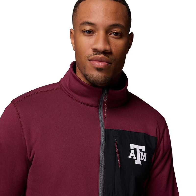 Pull Columbia Texas A&M Aggies Hike Omni-Wick demi-zip marron/gris pour homme