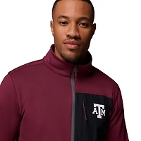 Pull Columbia Texas A&M Aggies Hike Omni-Wick demi-zip marron/gris pour homme
