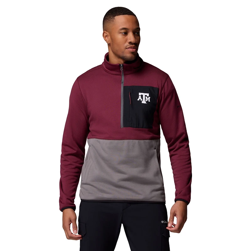 Pull Columbia Texas A&M Aggies Hike Omni-Wick demi-zip marron/gris pour homme