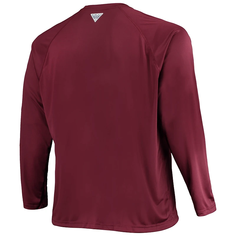 Men's Columbia Maroon Texas A&M Aggies Big & Tall Terminal Tackle Omni-Shade Long Sleeve Raglan T-Shirt