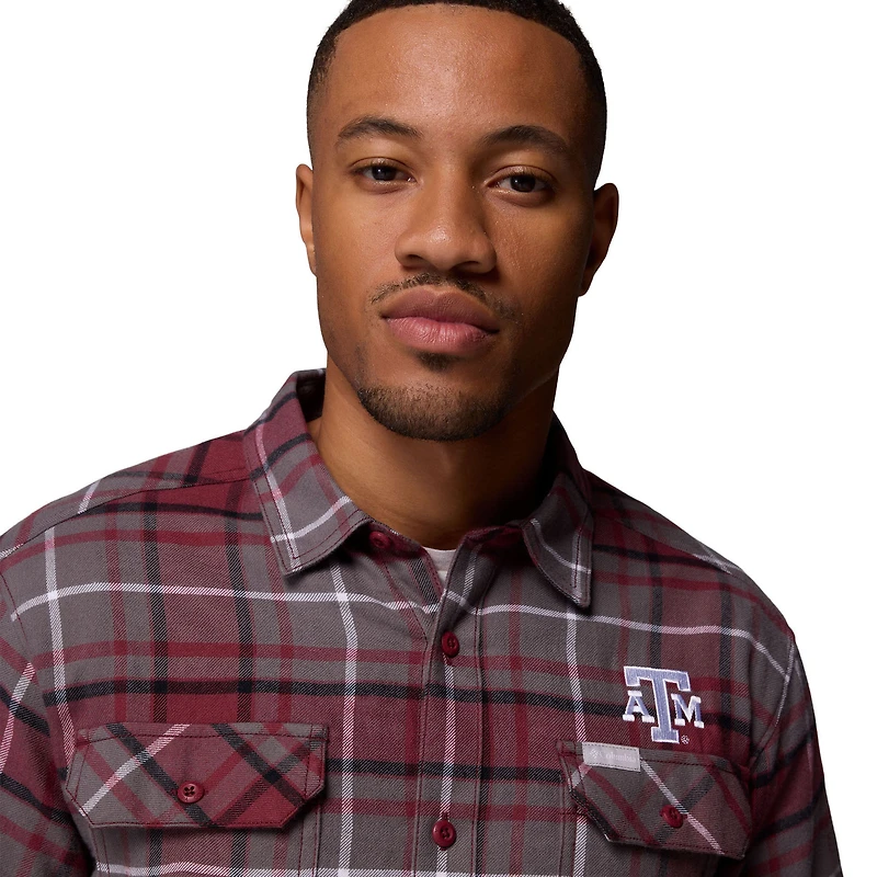Men's Columbia  Maroon Texas A&M Aggies Flare Gun Omni-Wick Flannel Long Sleeve Button-Up Shirt
