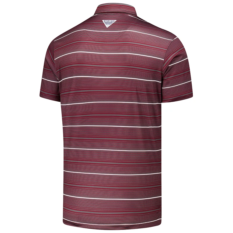 Polo rayé Omni-Shade™ Super Terminal Tackle™ pour homme Columbia Maroon Texas A&M Aggies