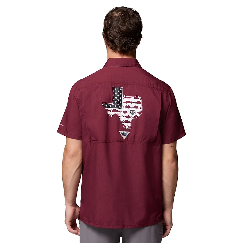 Chemise boutonnée Slack Tide Camp marron Columbia Texas A&M Aggies pour homme