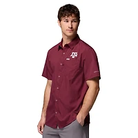 Chemise boutonnée Slack Tide Camp marron Columbia Texas A&M Aggies pour homme