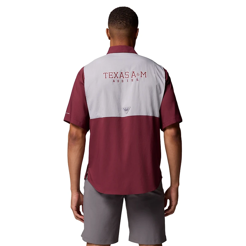 Chemise boutonnée Columbia Maroon Texas A&M Aggies Tamiami Colorblock Omni-Shade pour homme