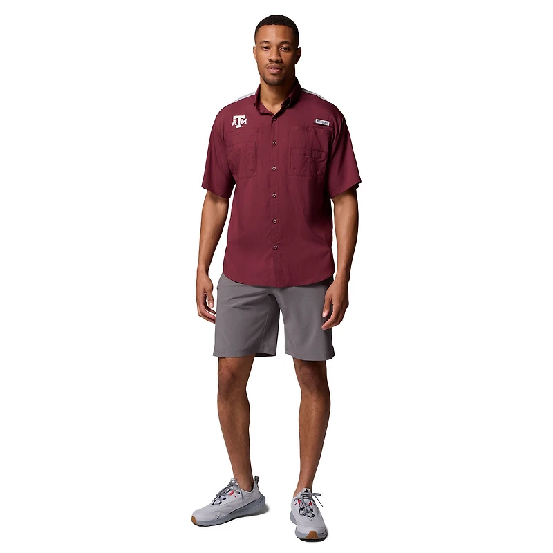 Chemise boutonnée Columbia Maroon Texas A&M Aggies Tamiami Colorblock Omni-Shade pour homme