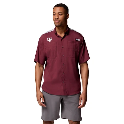 Men's Columbia Maroon Texas A&M Aggies Tamiami Colorblock Omni-Shade Button-Down Shirt