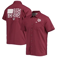Chemise boutonnée Columbia PFG Maroon Texas A&M Aggies Slack Tide Camp pour homme
