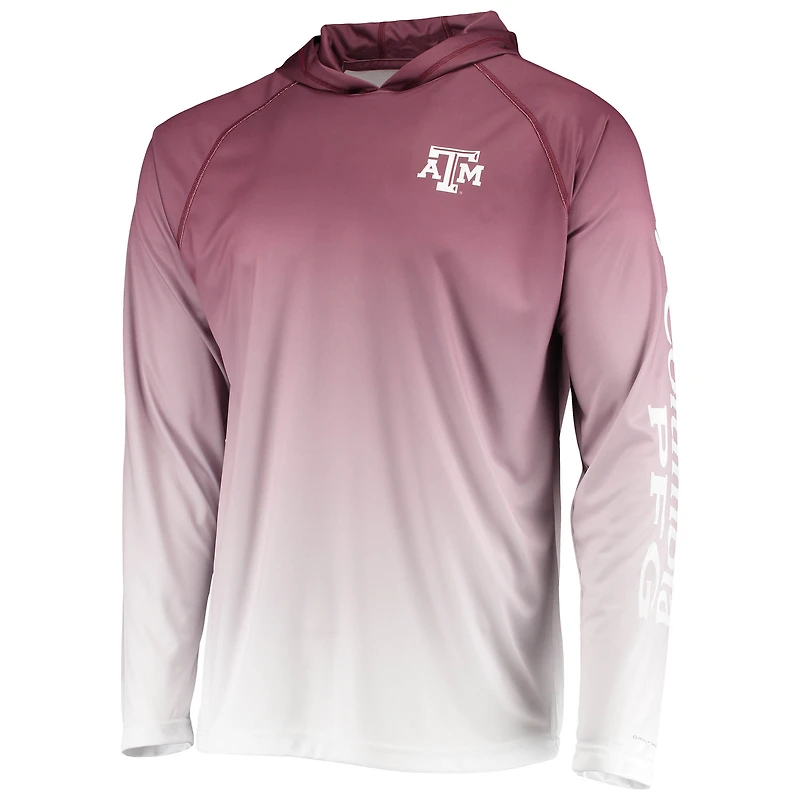 T-shirt Columbia Maroon Texas A&M Aggies Terminal Tackle Omni-Shade Raglan à manches longues pour homme