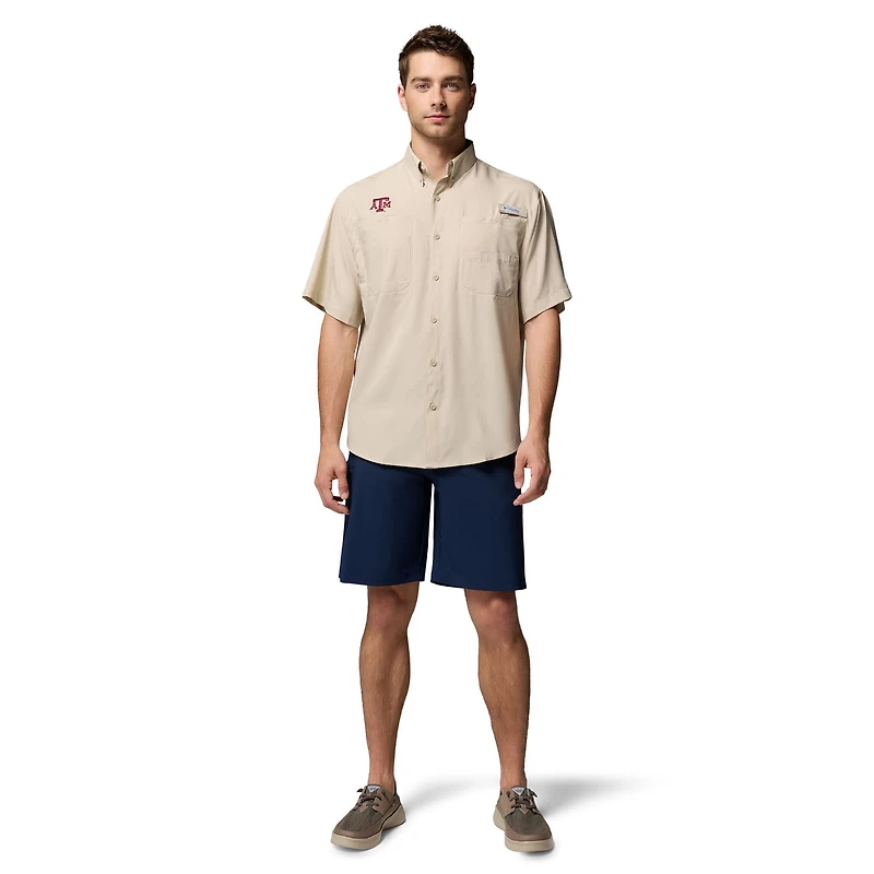 Men's Columbia Tan Texas A&M Aggies Tamiami Omni-Shade Button-Down Shirt