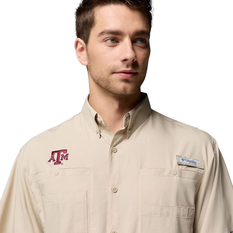 Men's Columbia Tan Texas A&M Aggies Tamiami Omni-Shade Button-Down Shirt