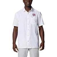 Chemise de camp boutonnée Columbia Texas A&M Aggies PFG Slack Tide™ Omni-Shade™ blanche pour homme