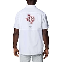 Men's Columbia White Texas A&M Aggies PFG Slack Tide™ Omni-Shade™ Button-Up Camp Shirt