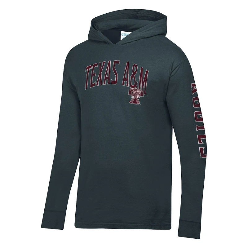 T-shirt à capuche manches longues pour homme, coloris anthracite, des Texas A&M Aggies